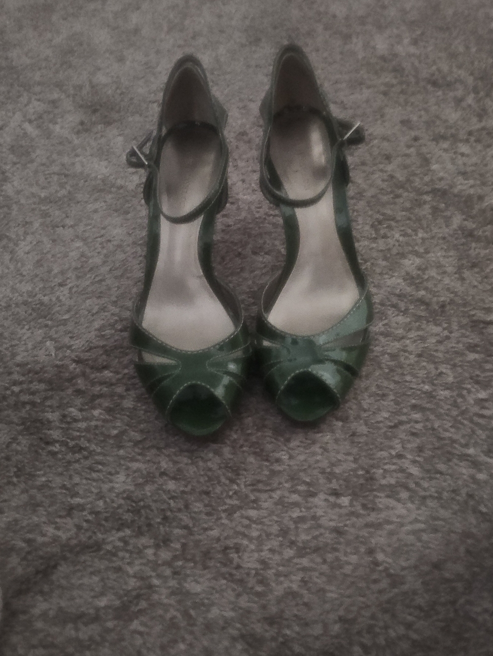Ann Taylor Women's Green Peep-Toe Ankle-Strap Heels